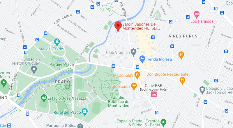 Localização do Jardim Japonês em Montevidéu