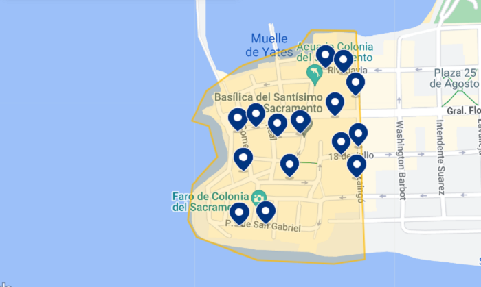 Centro de Colonia del Sacramento: Mapa de hotéis